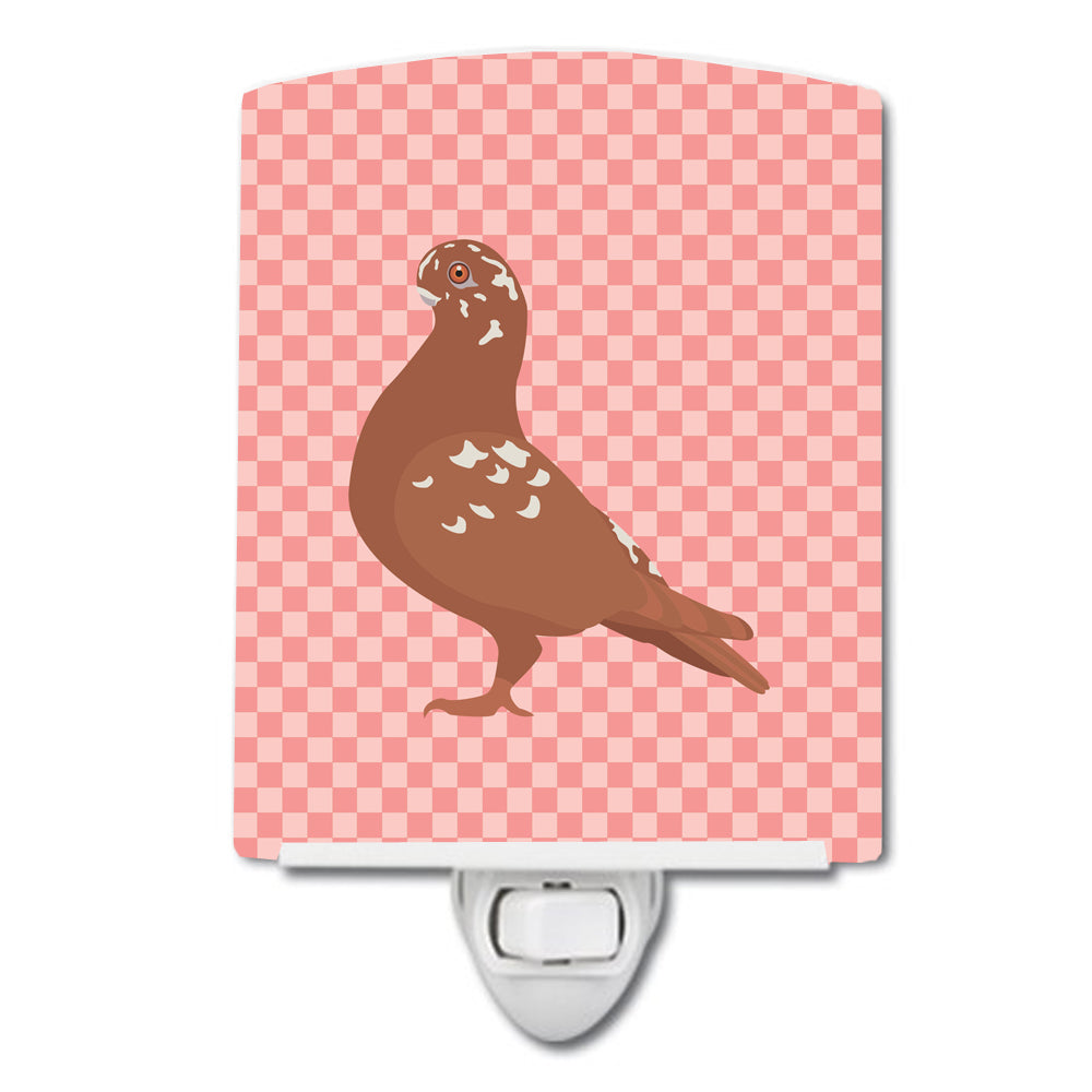 African Owl Pigeon Pink Check Ceramic Night Light BB7953CNL - the-store.com