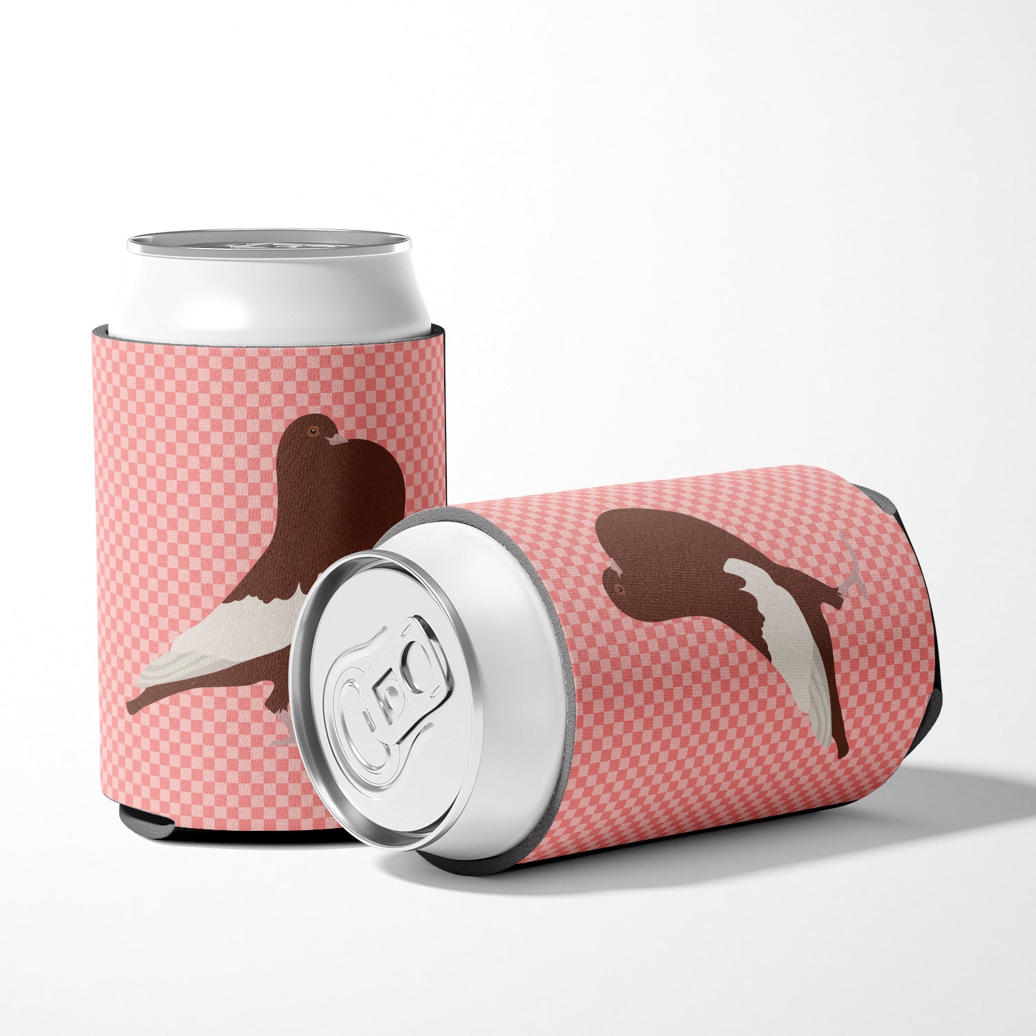 English Pouter Pigeon Pink Check Can or Bottle Hugger BB7954CC  the-store.com.