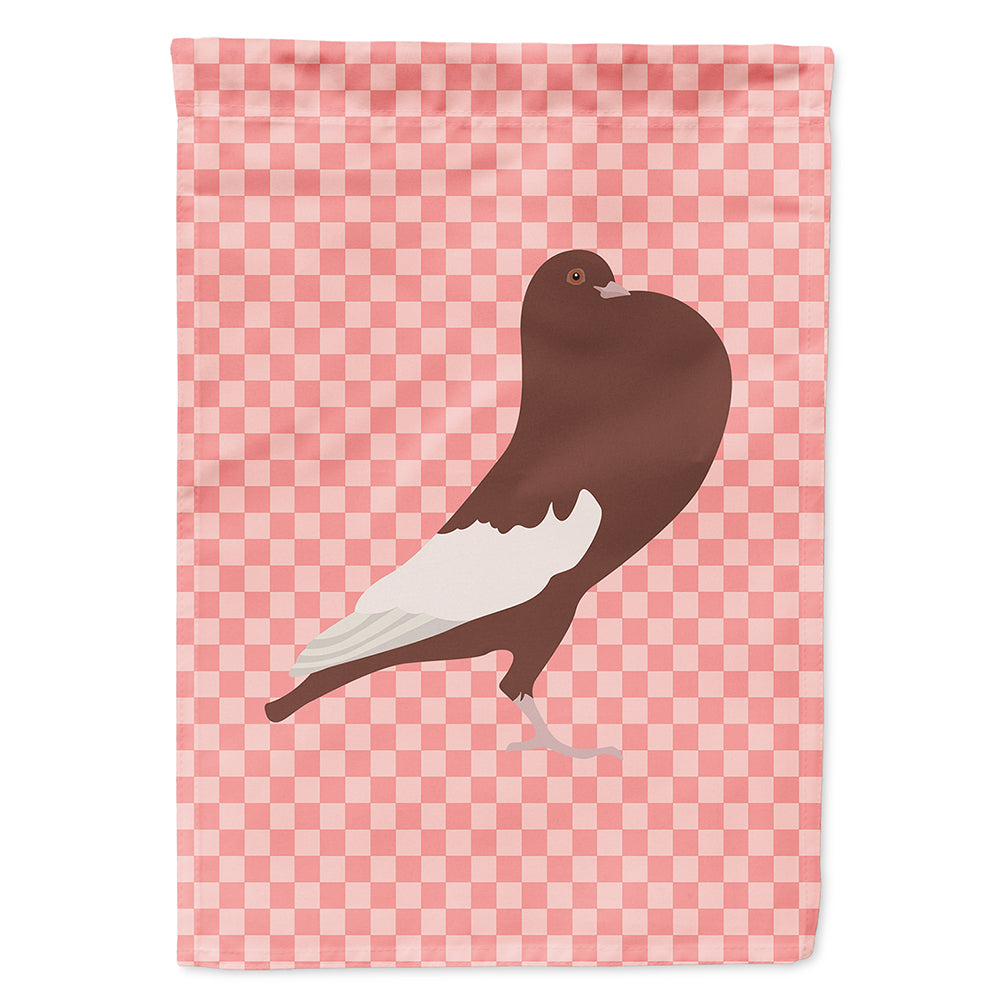 English Pouter Pigeon Pink Check Flag Canvas House Size BB7954CHF  the-store.com.