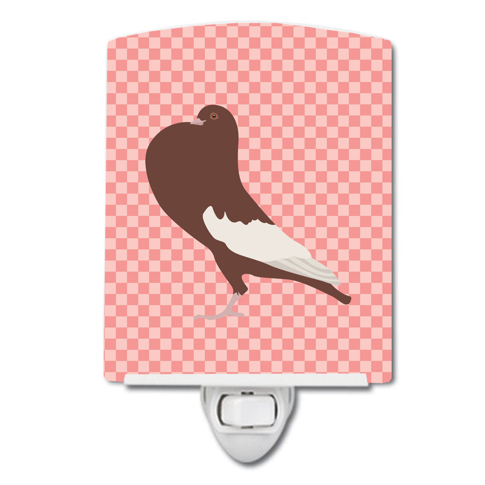 English Pouter Pigeon Pink Check Ceramic Night Light BB7954CNL - the-store.com