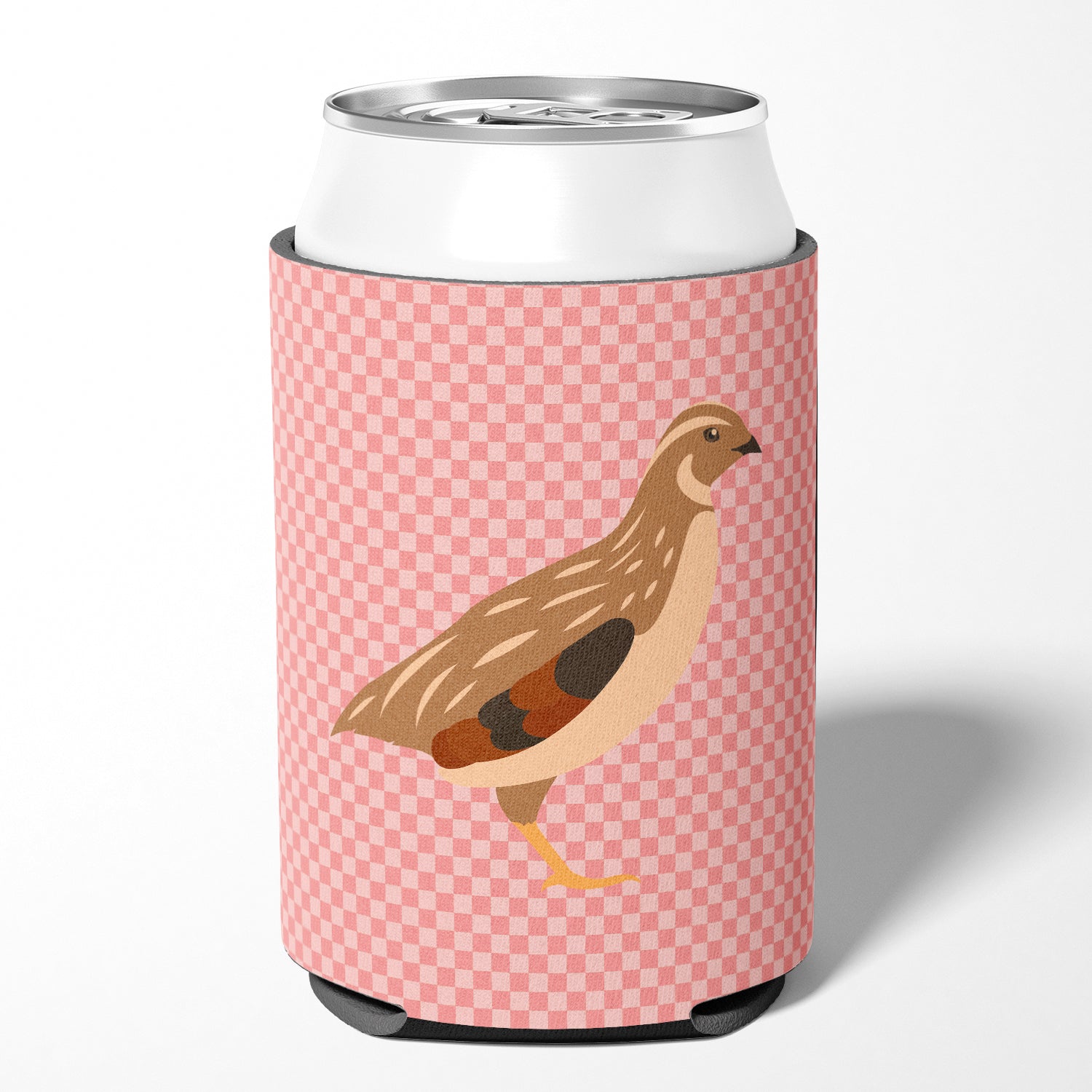 Golden Phoenix Quail Pink Check Can or Bottle Hugger BB7955CC  the-store.com.