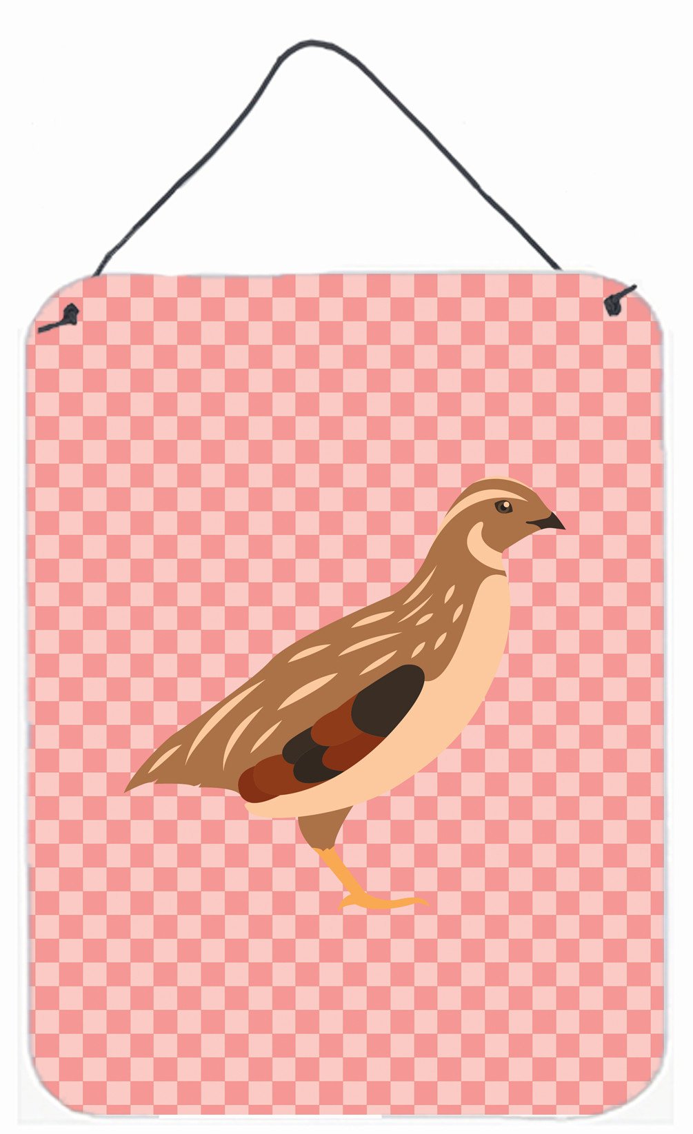 Golden Phoenix Quail Pink Check Wall or Door Hanging Prints BB7955DS1216 by Caroline's Treasures