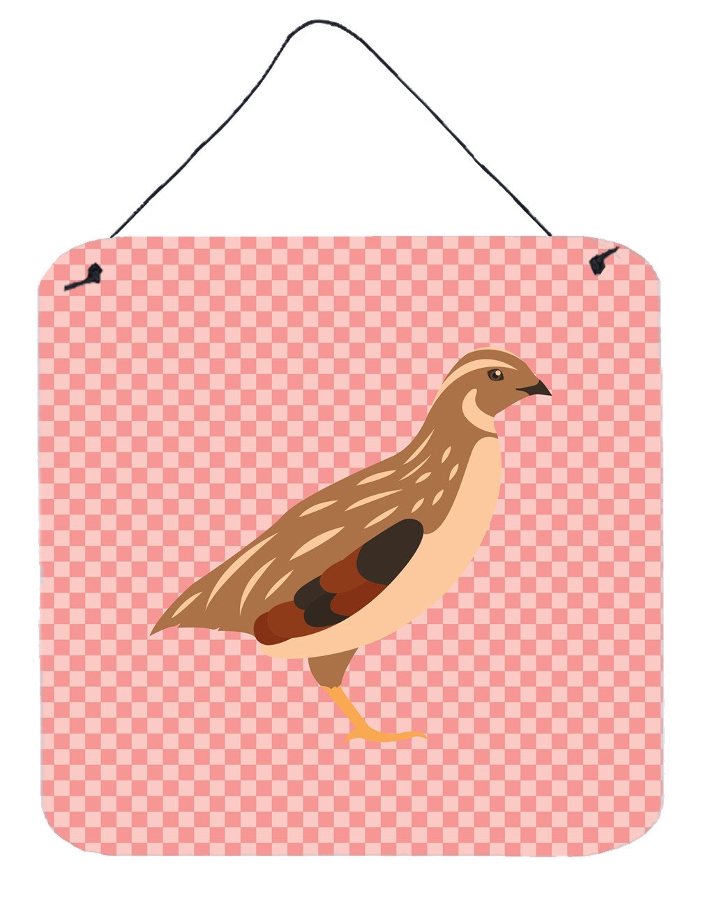 Golden Phoenix Quail Pink Check Wall or Door Hanging Prints BB7955DS66 by Caroline's Treasures