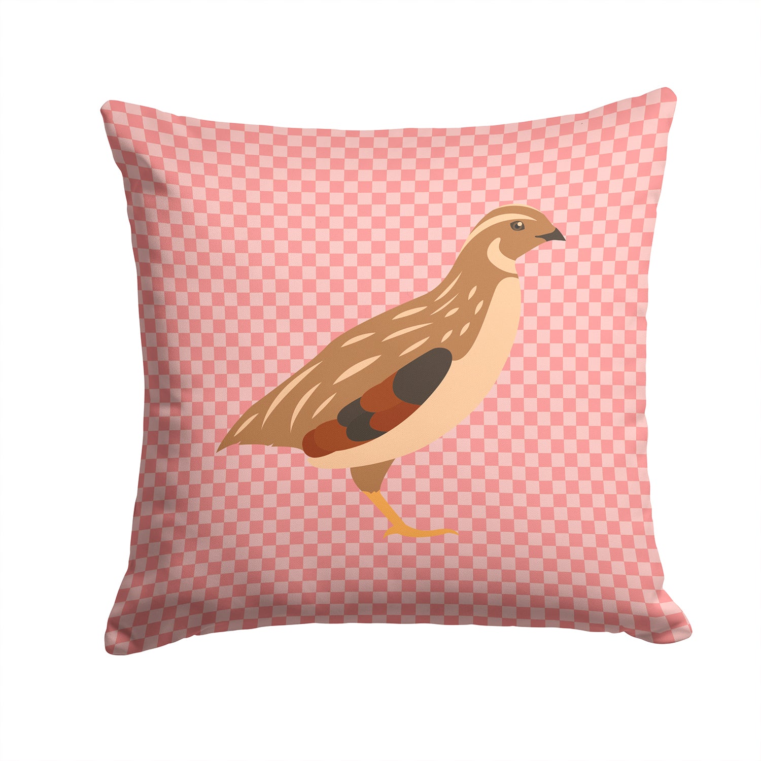 Golden Phoenix Quail Pink Check Fabric Decorative Pillow BB7955PW1414 - the-store.com