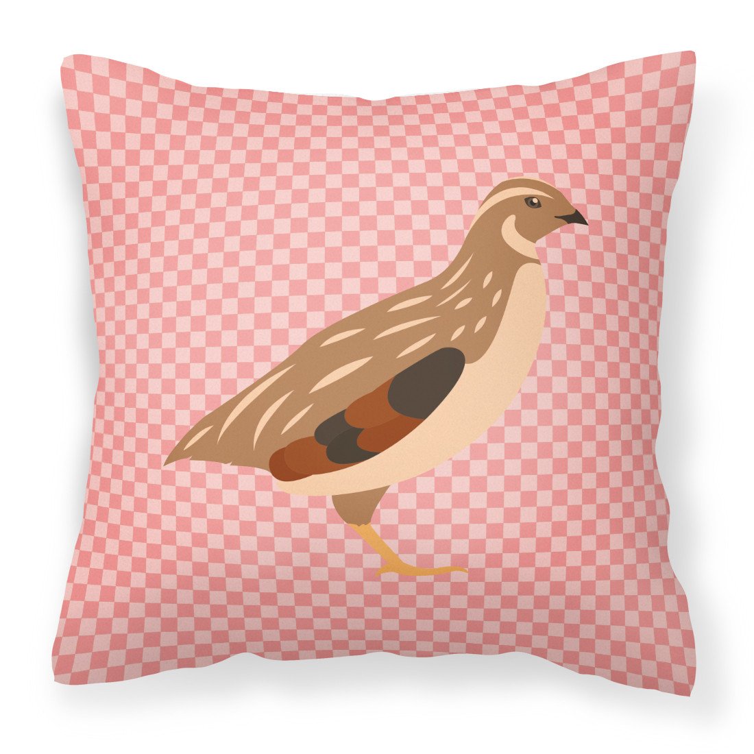 Golden Phoenix Quail Pink Check Fabric Decorative Pillow BB7955PW1818 by Caroline's Treasures