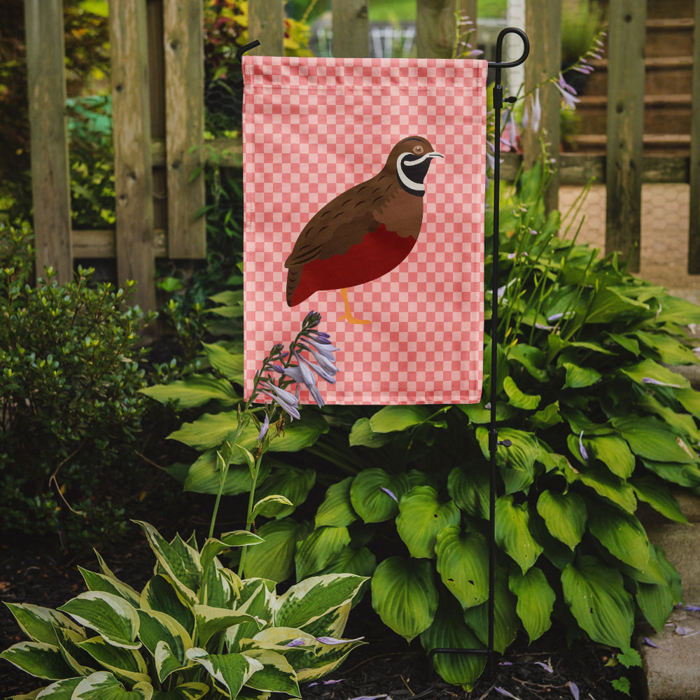 Chinese Painted or King Quail Pink Check Flag Garden Size  the-store.com.