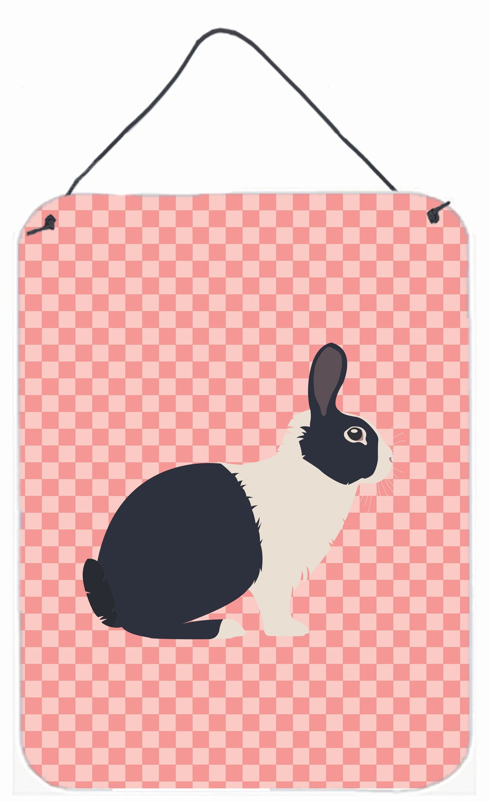 Dutch Rabbit Pink Check Wall or Door Hanging Prints BB7958DS1216 by Caroline's Treasures