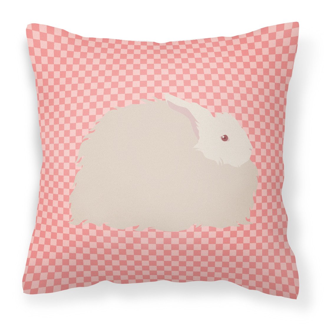 Fluffy Angora Rabbit Pink Check Fabric Decorative Pillow BB7959PW1818 by Caroline's Treasures