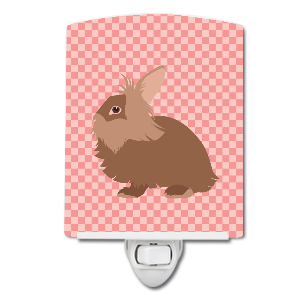 Lionhead Rabbit Pink Check Ceramic Night Light BB7960CNL - the-store.com