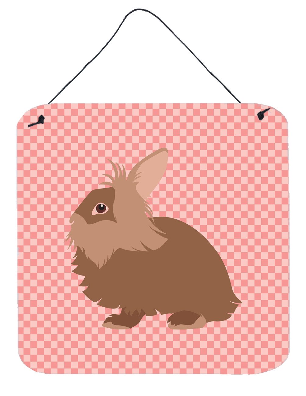 Lionhead Rabbit Pink Check Wall or Door Hanging Prints BB7960DS66 by Caroline's Treasures