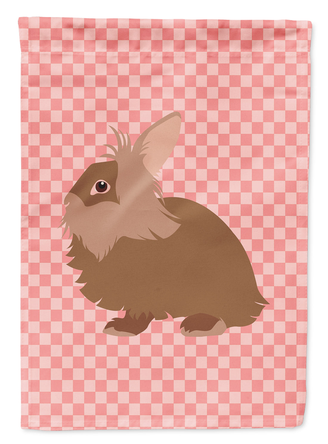 Lionhead Rabbit Pink Check Flag Garden Size  the-store.com.