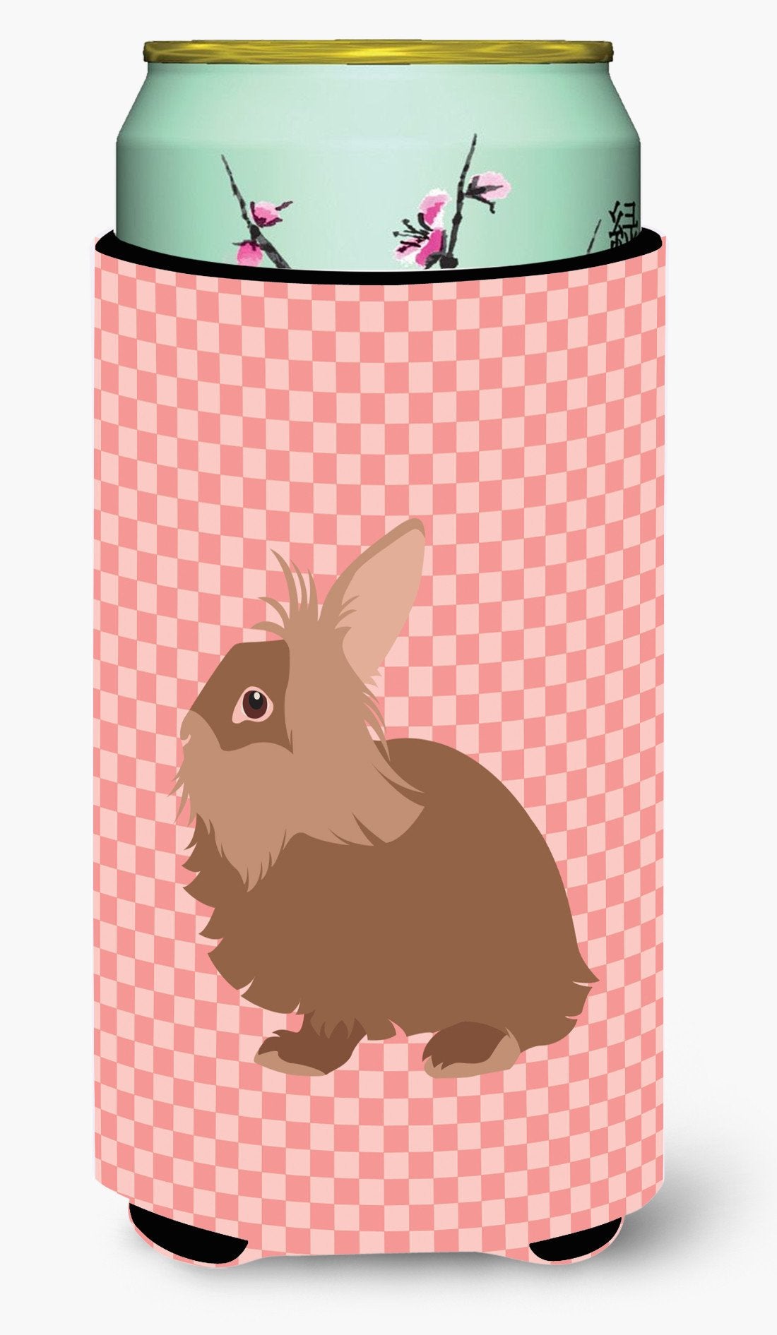 Lionhead Rabbit Pink Check Tall Boy Beverage Insulator Hugger BB7960TBC by Caroline's Treasures