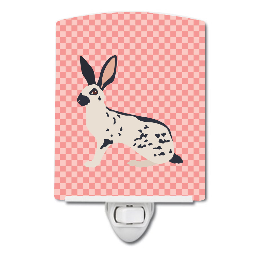 English Spot Rabbit Pink Check Ceramic Night Light BB7961CNL - the-store.com