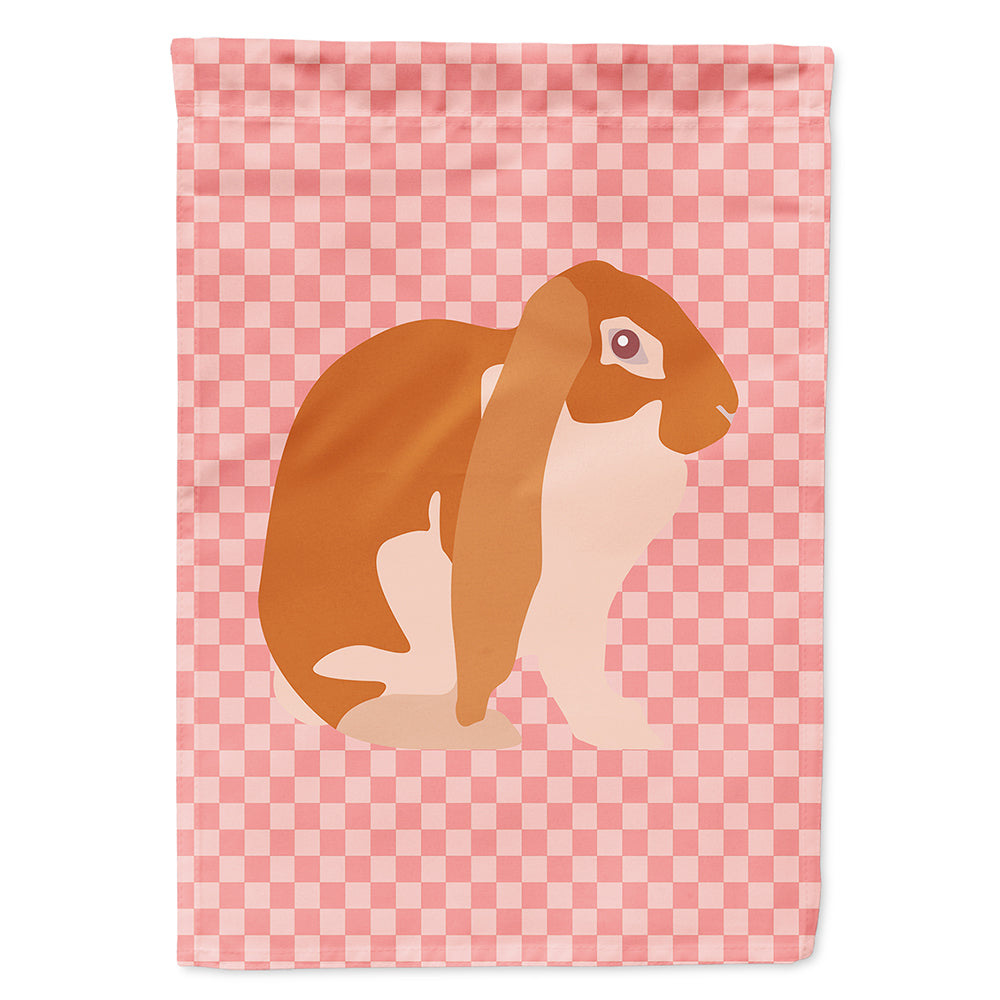 English Lop Rabbit Pink Check Flag Canvas House Size BB7962CHF  the-store.com.