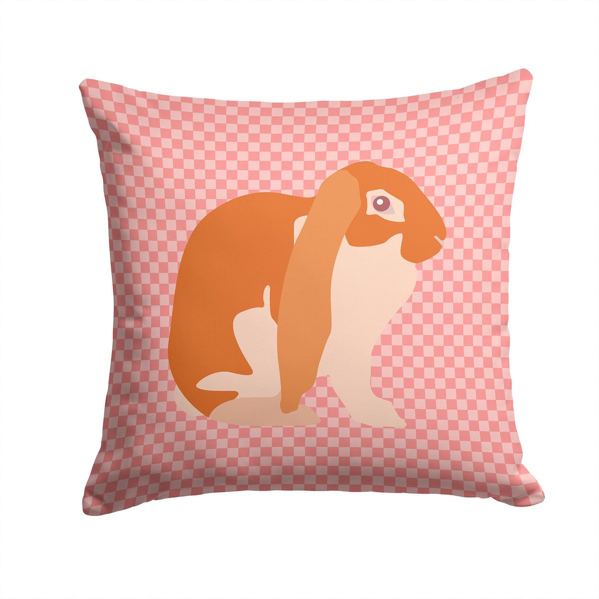 English Lop Rabbit Pink Check Fabric Decorative Pillow BB7962PW1414 - the-store.com