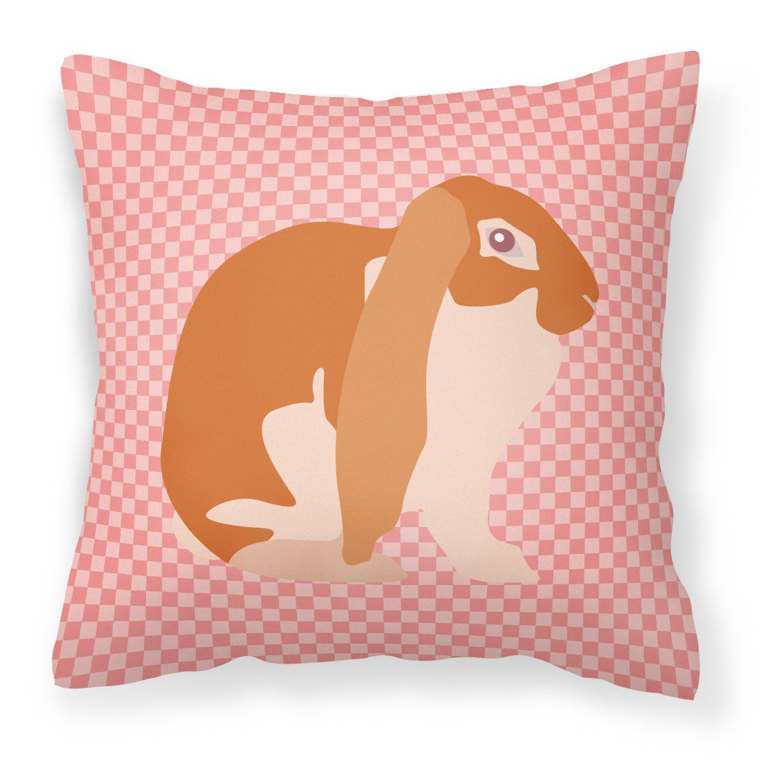 English Lop Rabbit Pink Check Fabric Decorative Pillow BB7962PW1818 by Caroline's Treasures