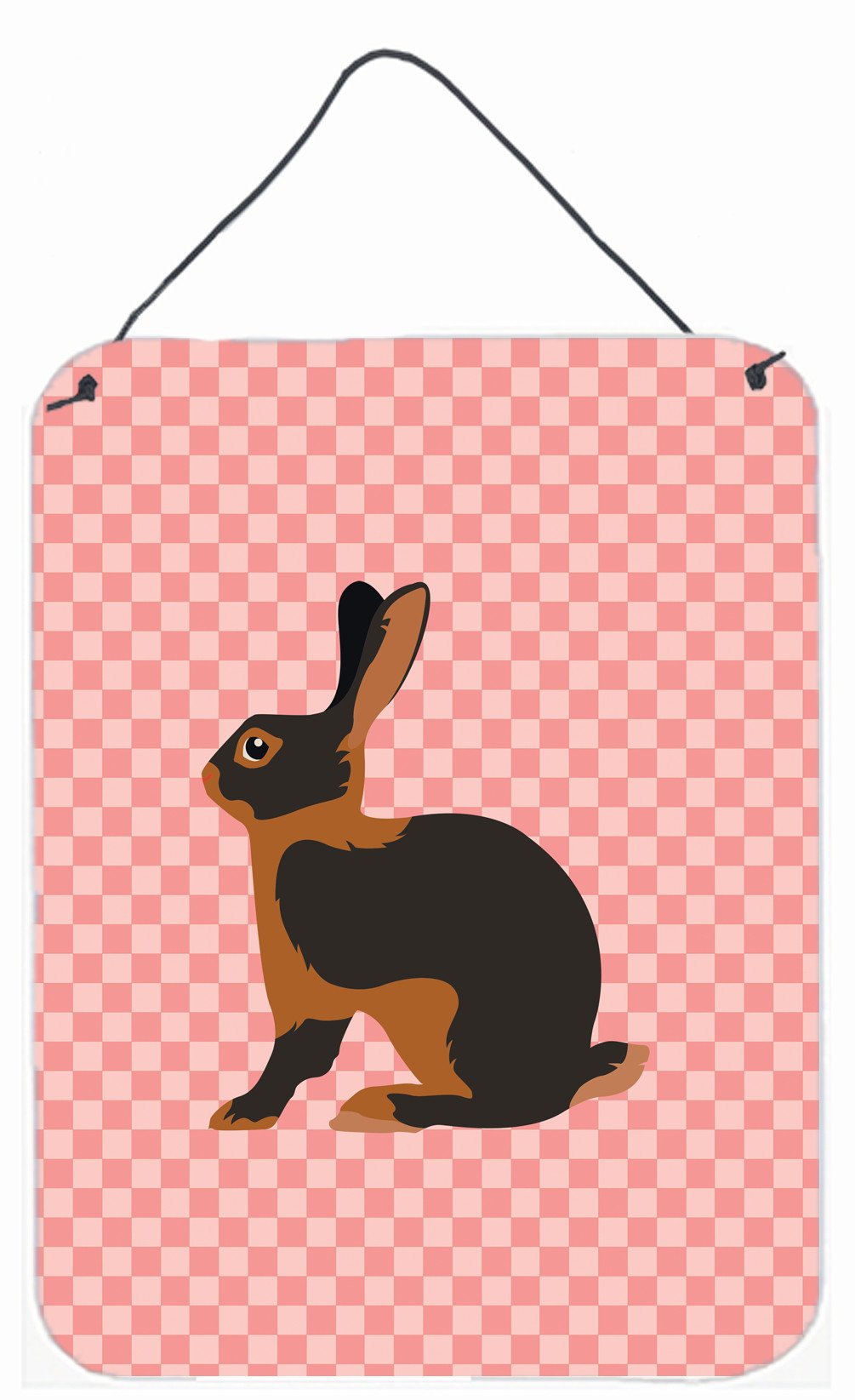 Tan Rabbit Pink Check Wall or Door Hanging Prints BB7963DS1216 by Caroline's Treasures