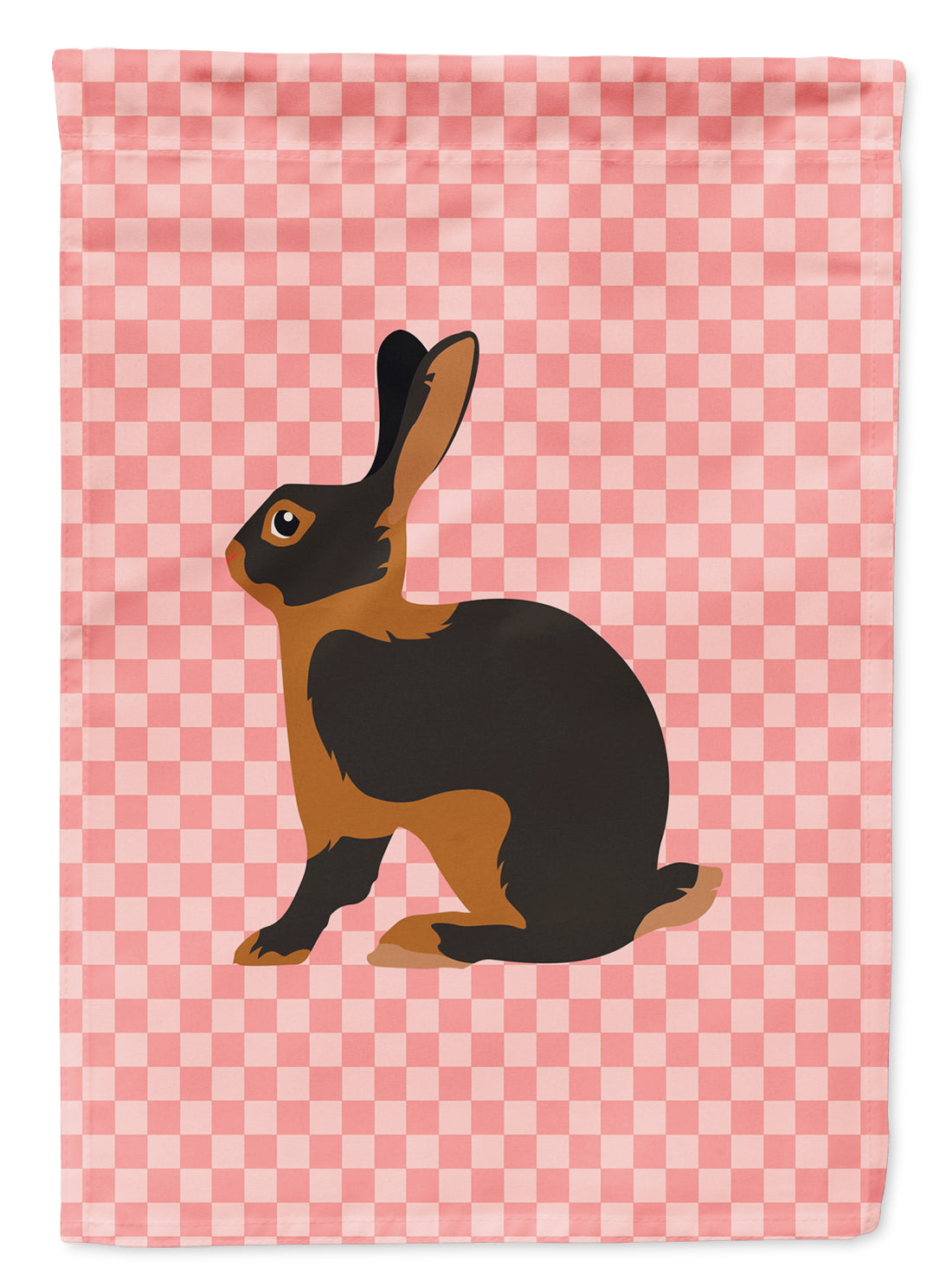 Tan Rabbit Pink Check Flag Garden Size  the-store.com.