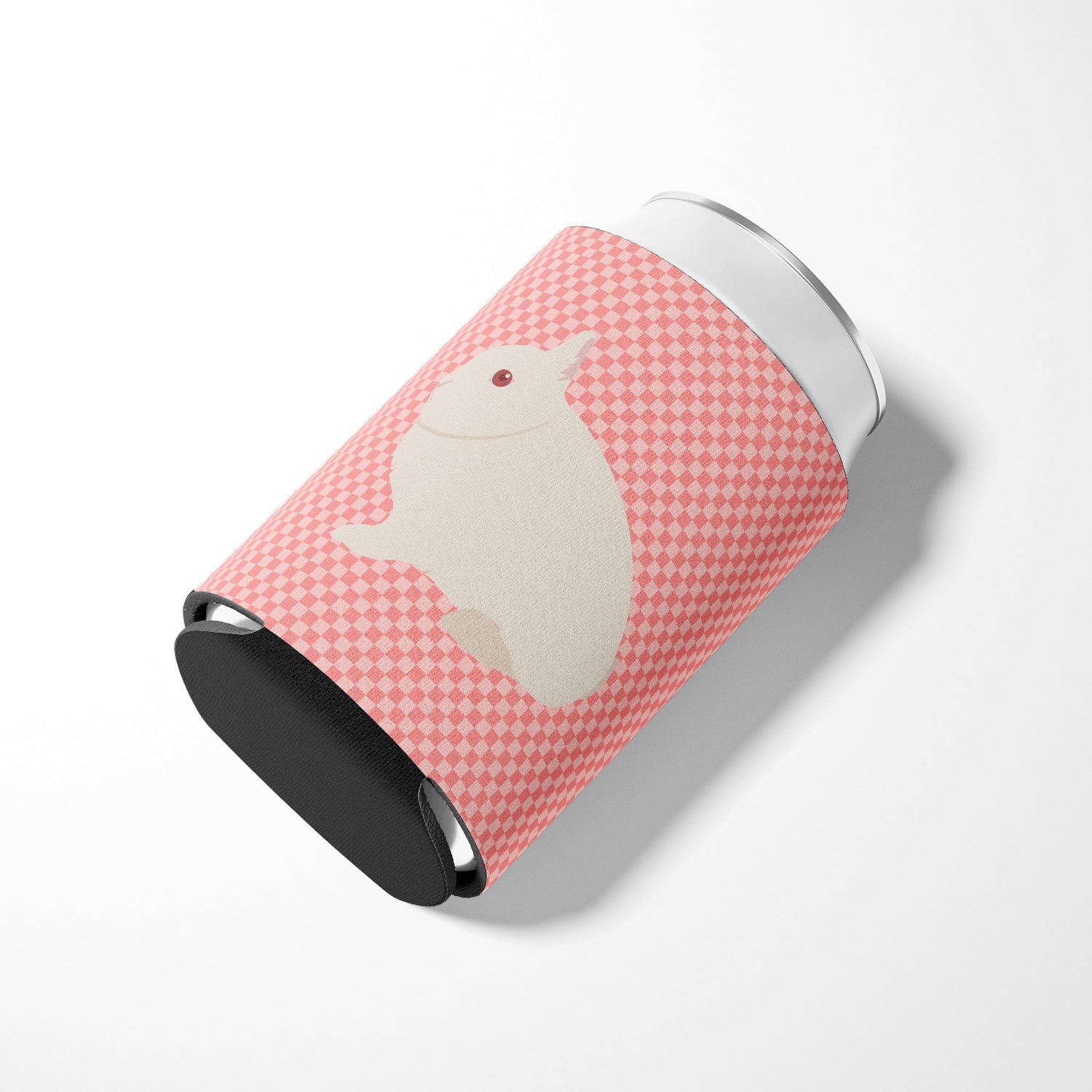 Hermelin Rabbit Pink Check Can or Bottle Hugger BB7964CC  the-store.com.