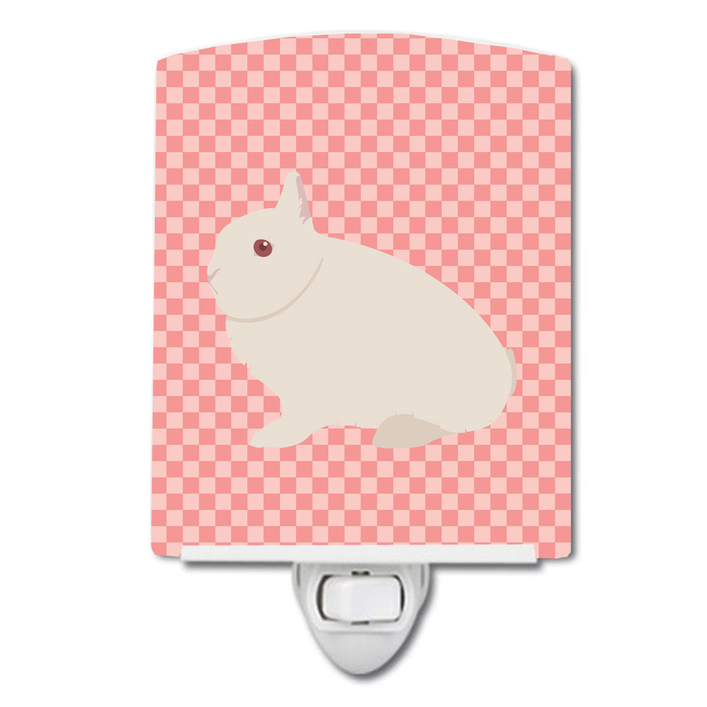 Hermelin Rabbit Pink Check Ceramic Night Light BB7964CNL - the-store.com