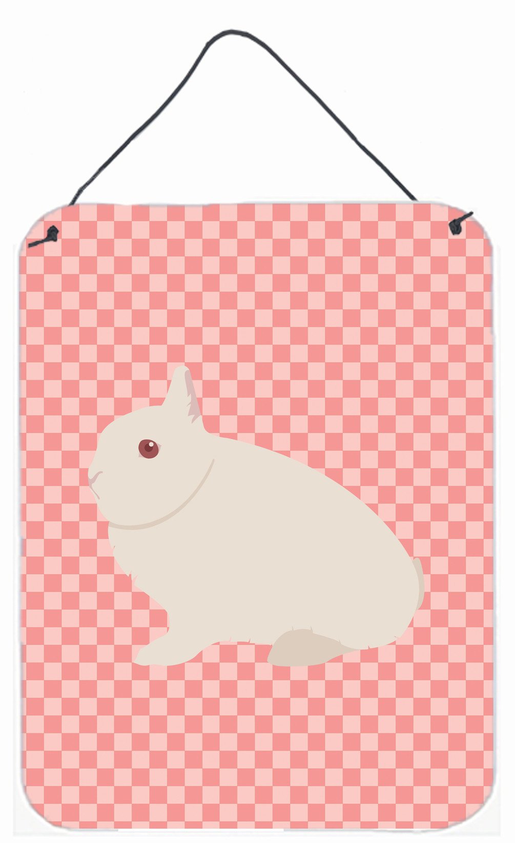 Hermelin Rabbit Pink Check Wall or Door Hanging Prints BB7964DS1216 by Caroline's Treasures