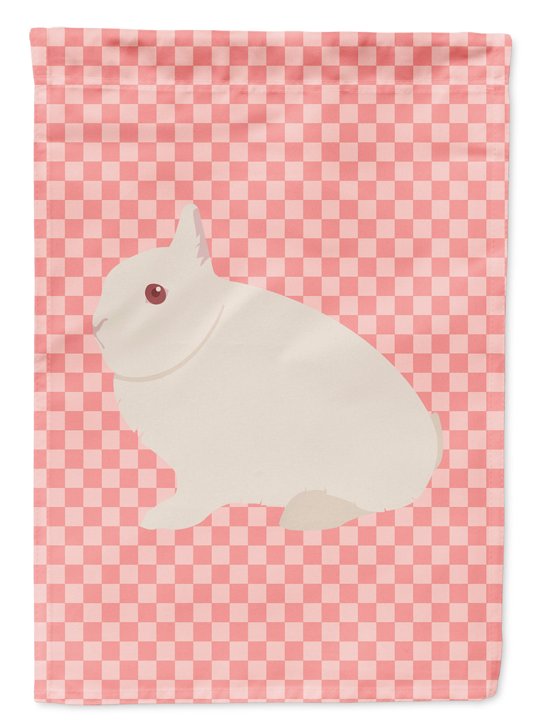 Hermelin Rabbit Pink Check Flag Garden Size  the-store.com.