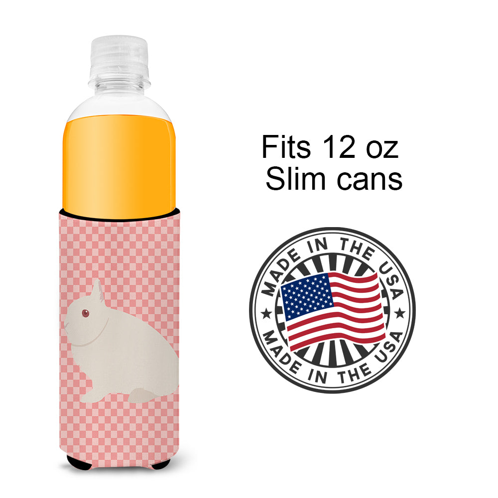 Hermelin Rabbit Pink Check  Ultra Hugger for slim cans  the-store.com.