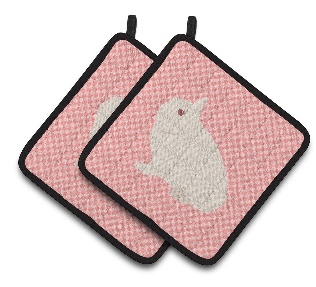 Hermelin Rabbit Pink Check Pair of Pot Holders BB7964PTHD by Caroline's Treasures