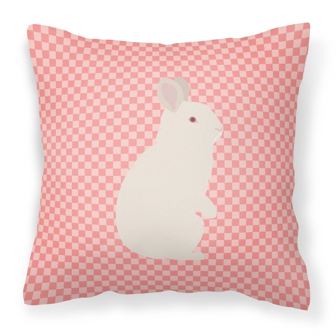 New Zealand White Rabbit Pink Check Fabric Decorative Pillow BB7965PW1818 by Caroline's Treasures