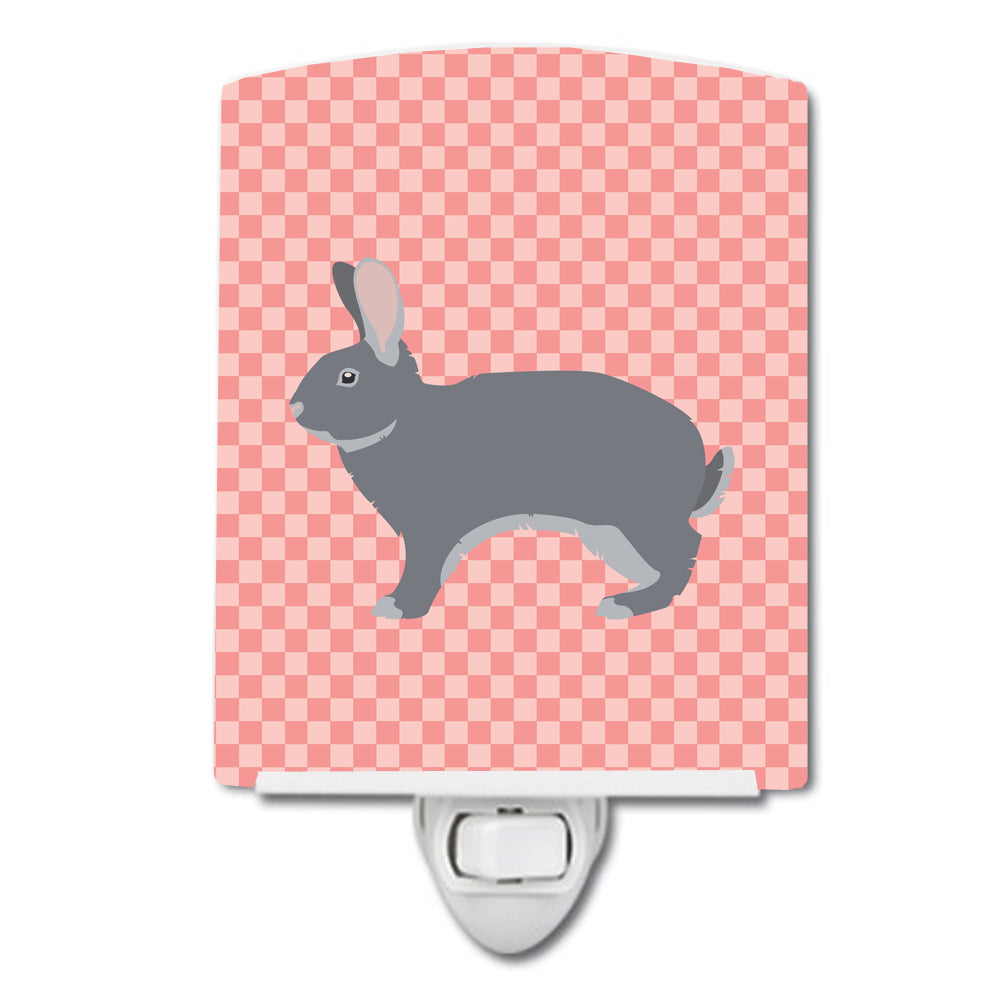 Giant Chinchilla Rabbit Pink Check Ceramic Night Light BB7966CNL - the-store.com