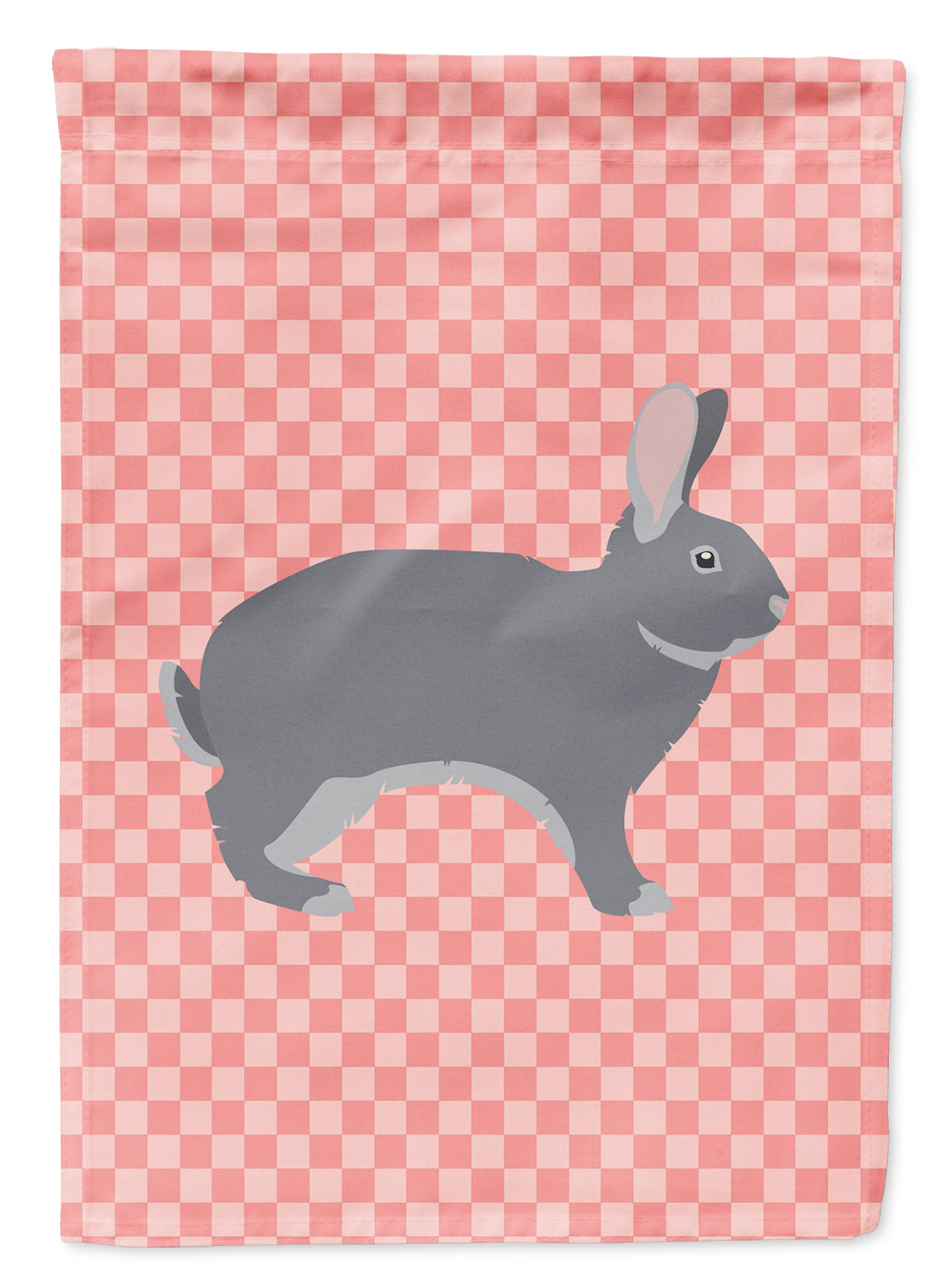 Giant Chinchilla Rabbit Pink Check Flag Garden Size  the-store.com.