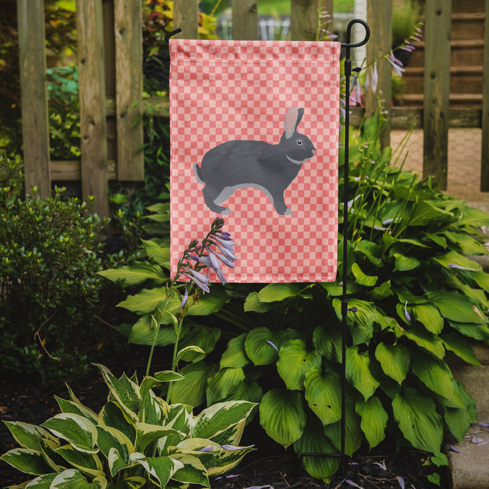 Giant Chinchilla Rabbit Pink Check Flag Garden Size  the-store.com.