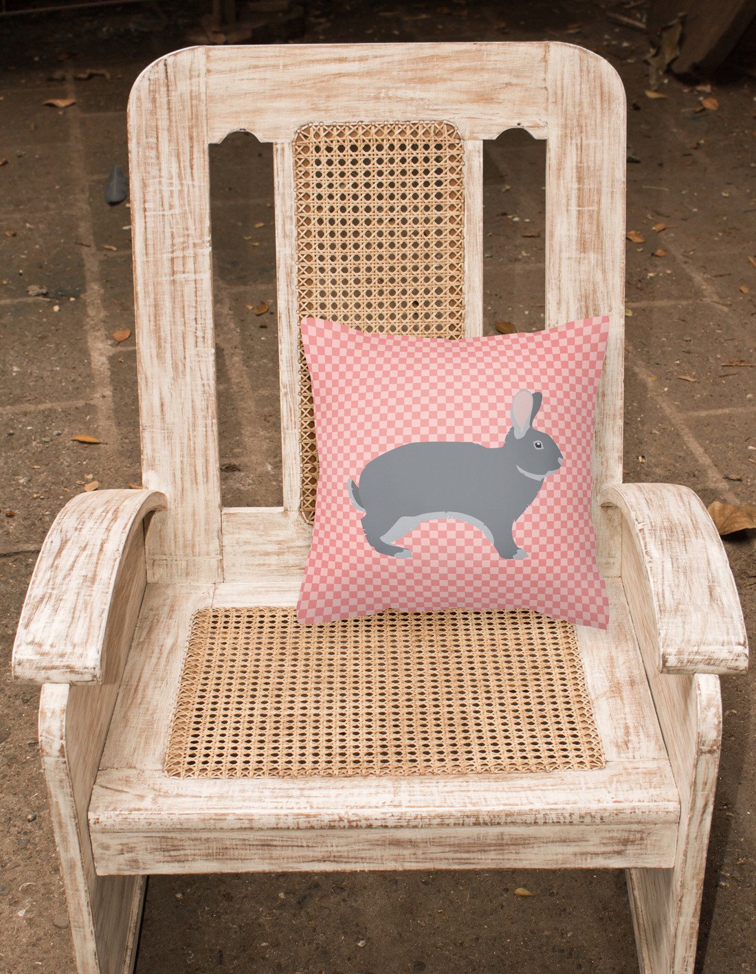 Giant Chinchilla Rabbit Pink Check Fabric Decorative Pillow BB7966PW1818 by Caroline's Treasures