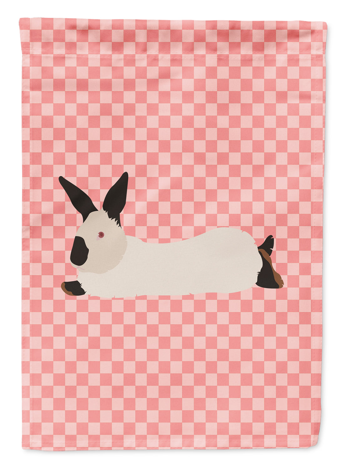 California White Rabbit Pink Check Flag Garden Size  the-store.com.