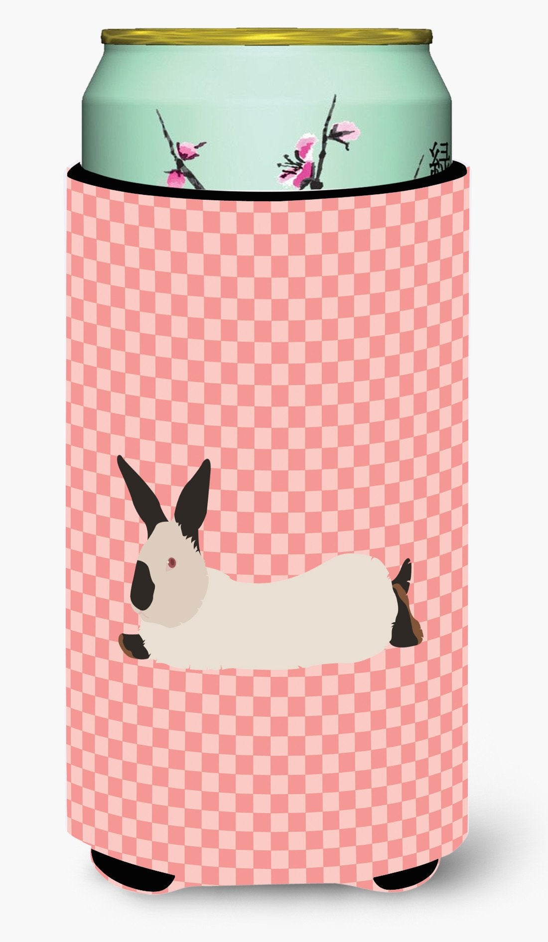 California White Rabbit Pink Check Tall Boy Beverage Insulator Hugger BB7967TBC by Caroline's Treasures