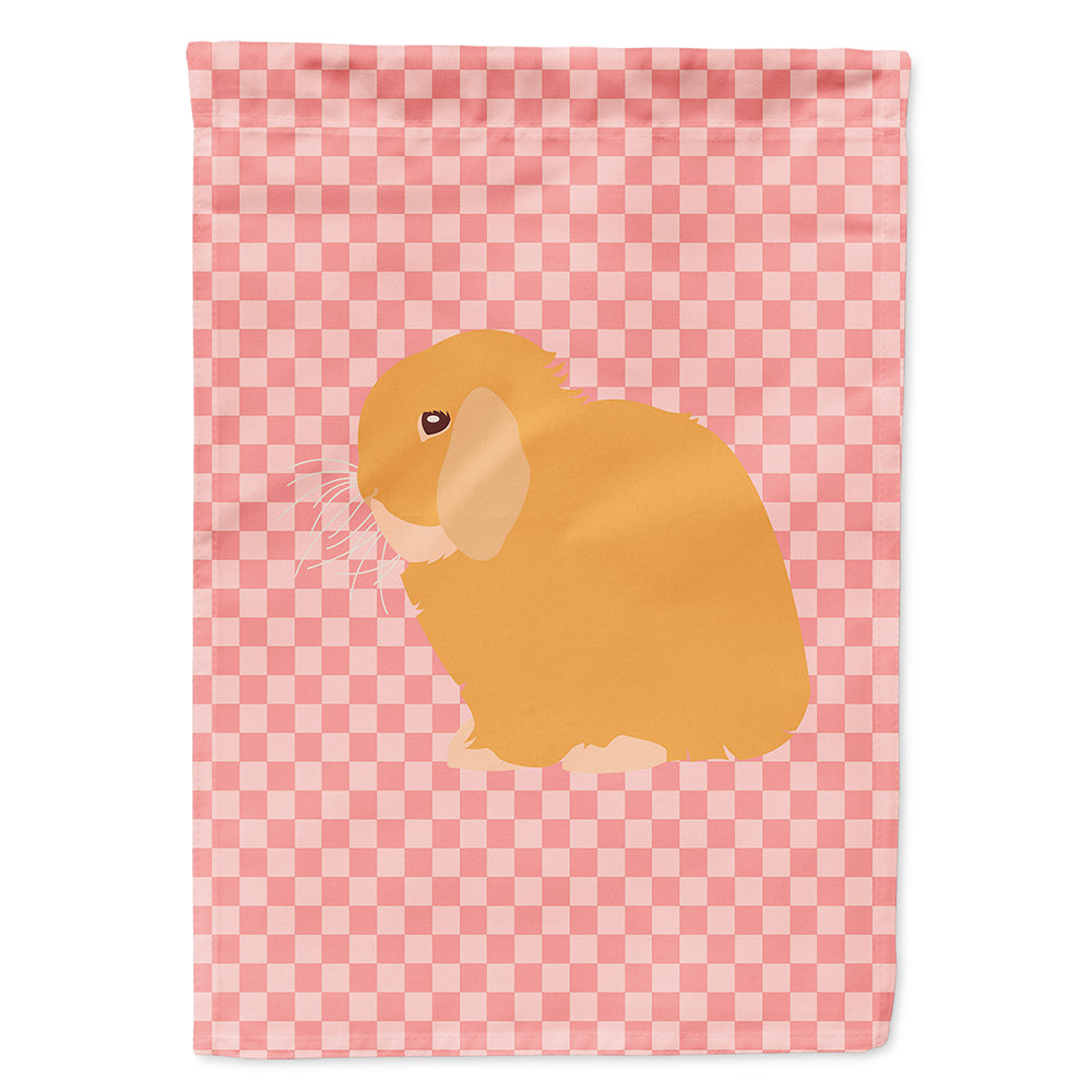 Holland Lop Rabbit Pink Check Flag Canvas House Size BB7968CHF  the-store.com.