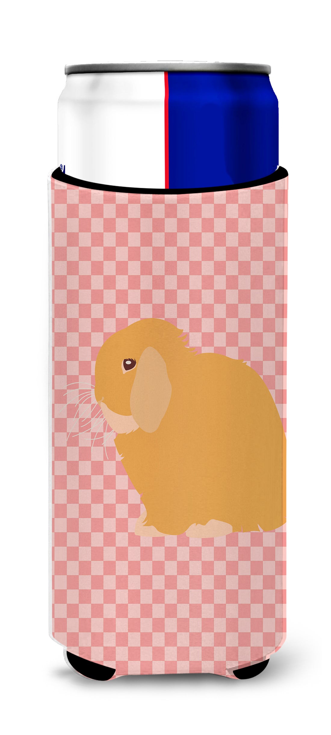 Holland Lop Rabbit Pink Check  Ultra Hugger for slim cans  the-store.com.