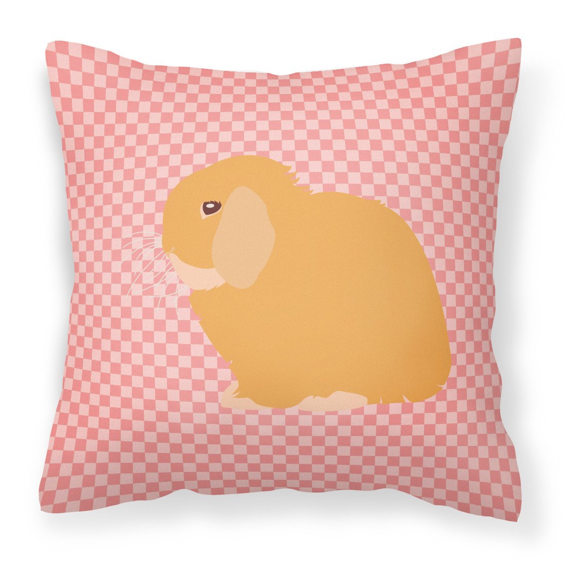 Holland Lop Rabbit Pink Check Fabric Decorative Pillow BB7968PW1818 by Caroline&#39;s Treasures
