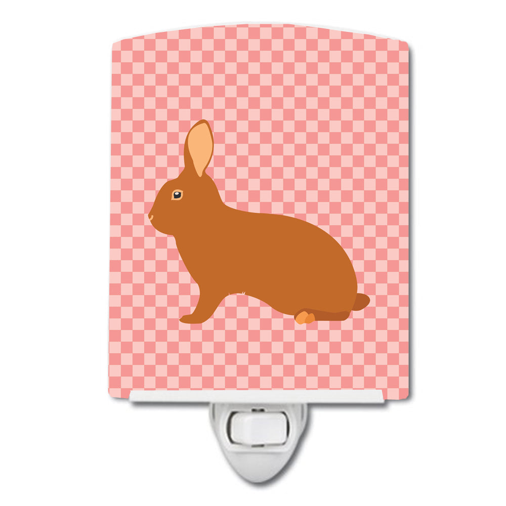 Rex Rabbit Pink Check Ceramic Night Light BB7969CNL - the-store.com