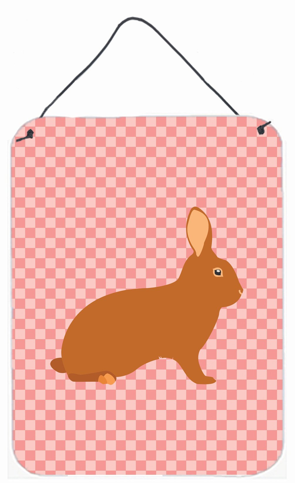 Rex Rabbit Pink Check Wall or Door Hanging Prints BB7969DS1216 by Caroline's Treasures