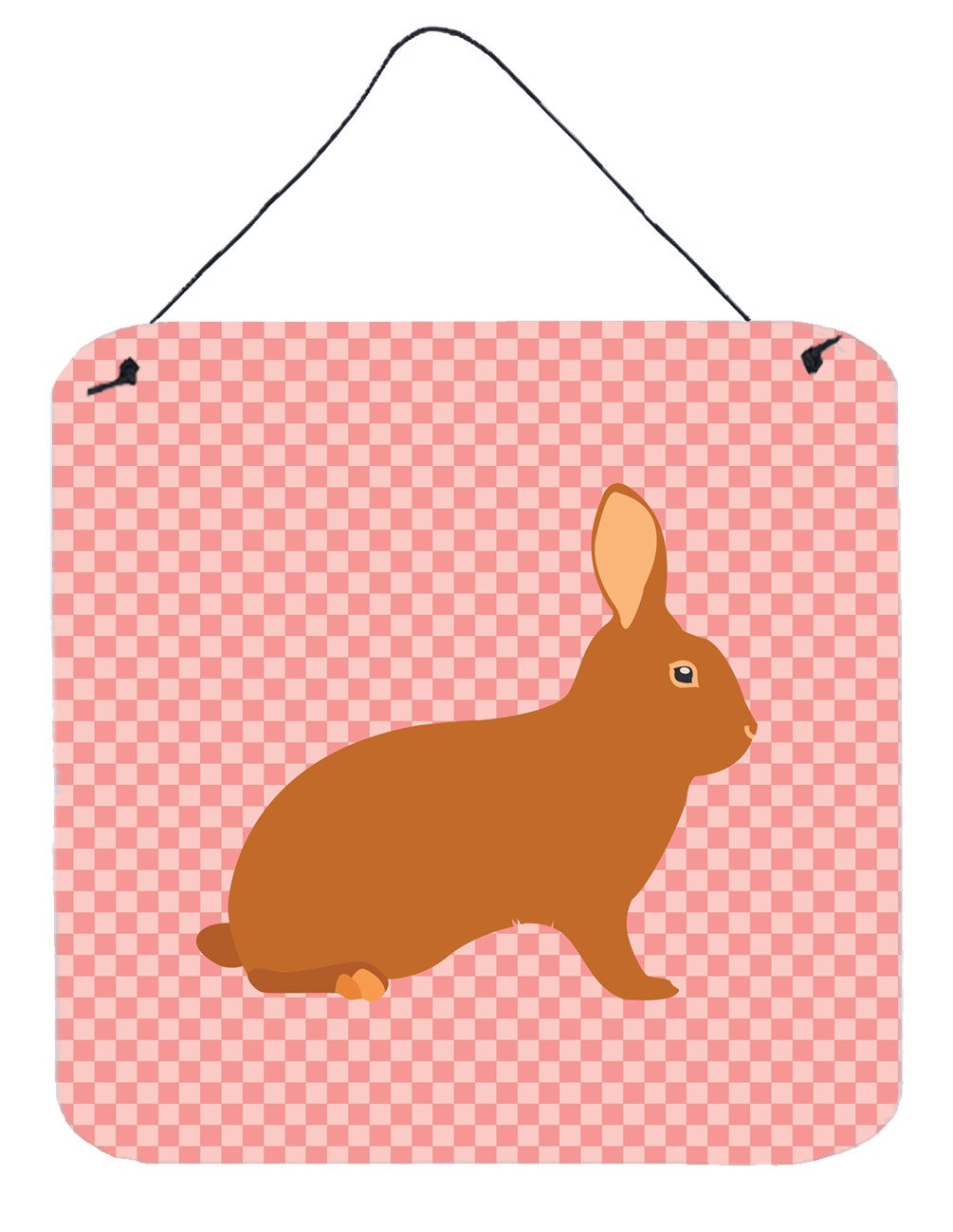 Rex Rabbit Pink Check Wall or Door Hanging Prints BB7969DS66 by Caroline&#39;s Treasures