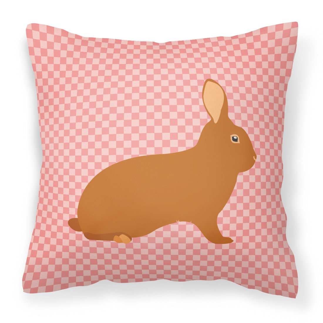 Rex Rabbit Pink Check Fabric Decorative Pillow BB7969PW1818 by Caroline's Treasures