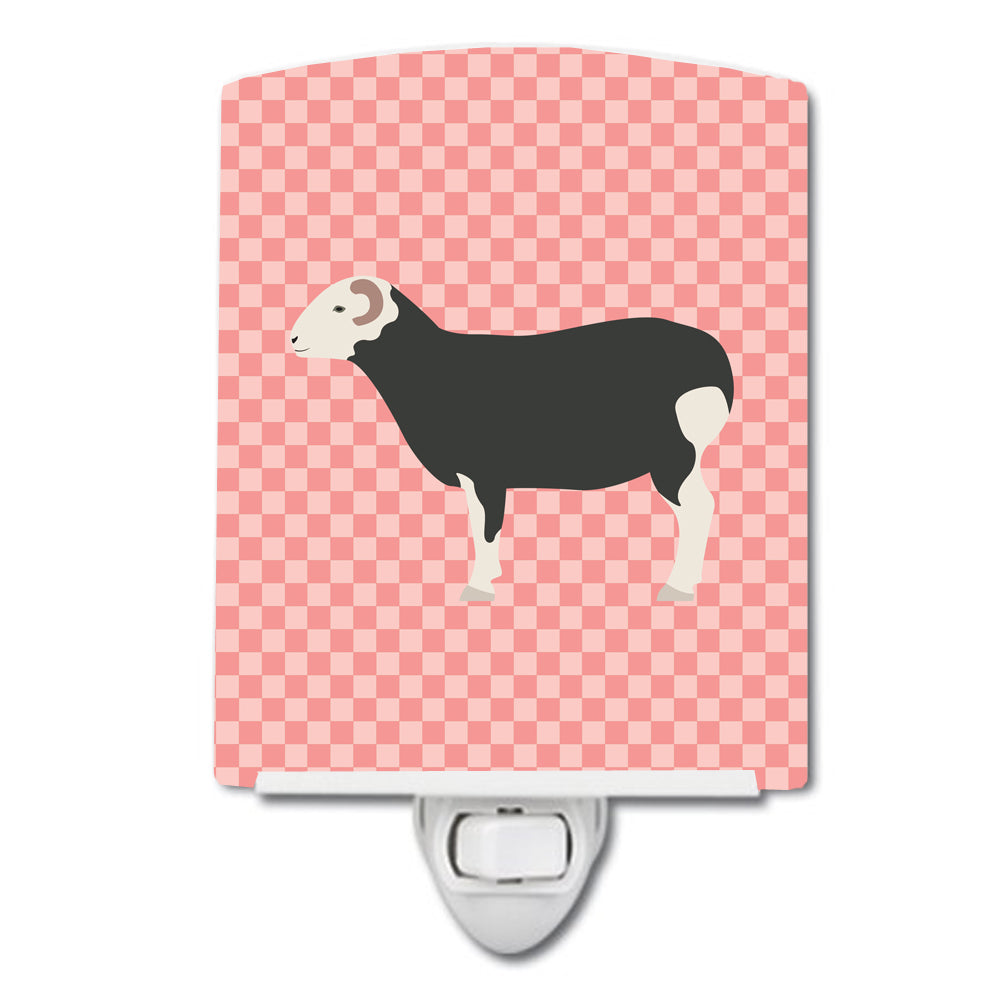 Herwick Sheep Pink Check Ceramic Night Light BB7970CNL - the-store.com