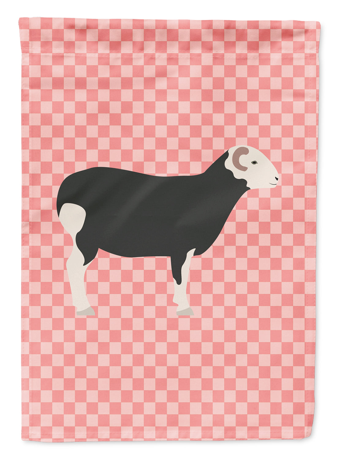 Herwick Sheep Pink Check Flag Garden Size  the-store.com.