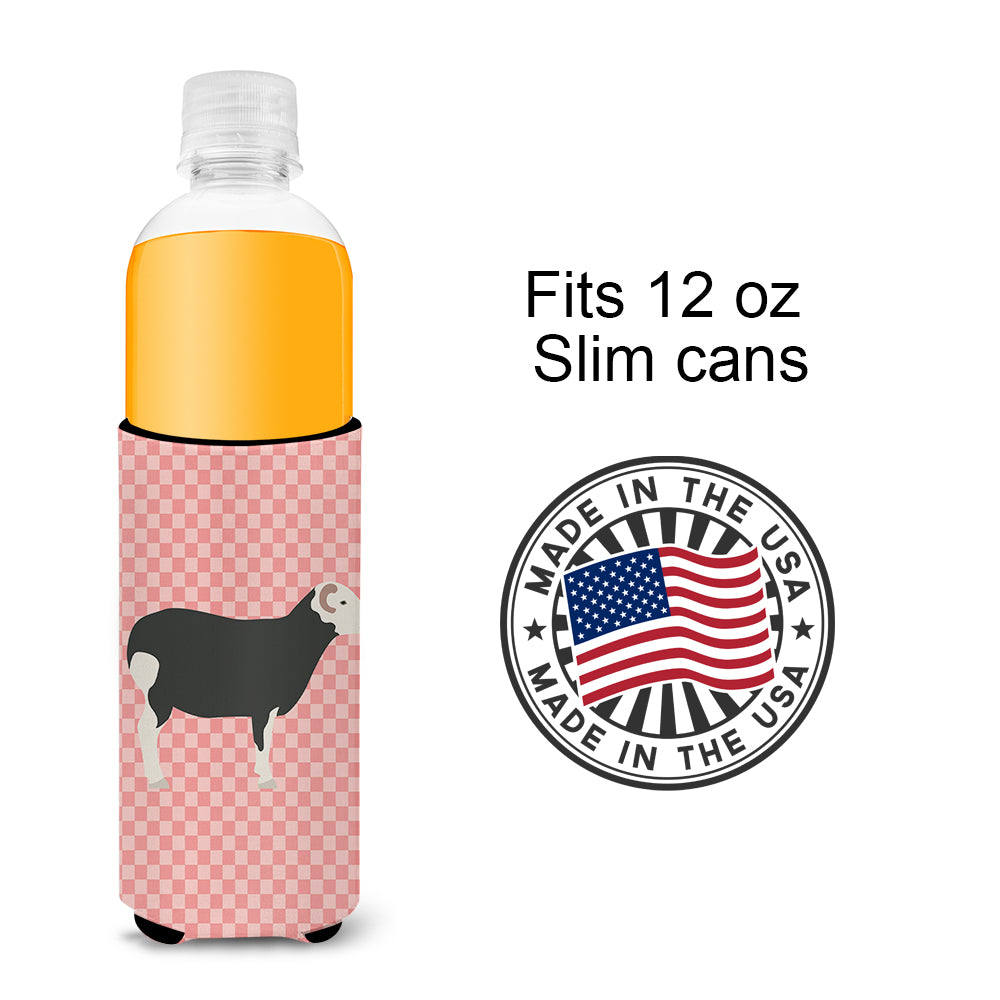 Herwick Sheep Pink Check  Ultra Hugger for slim cans  the-store.com.