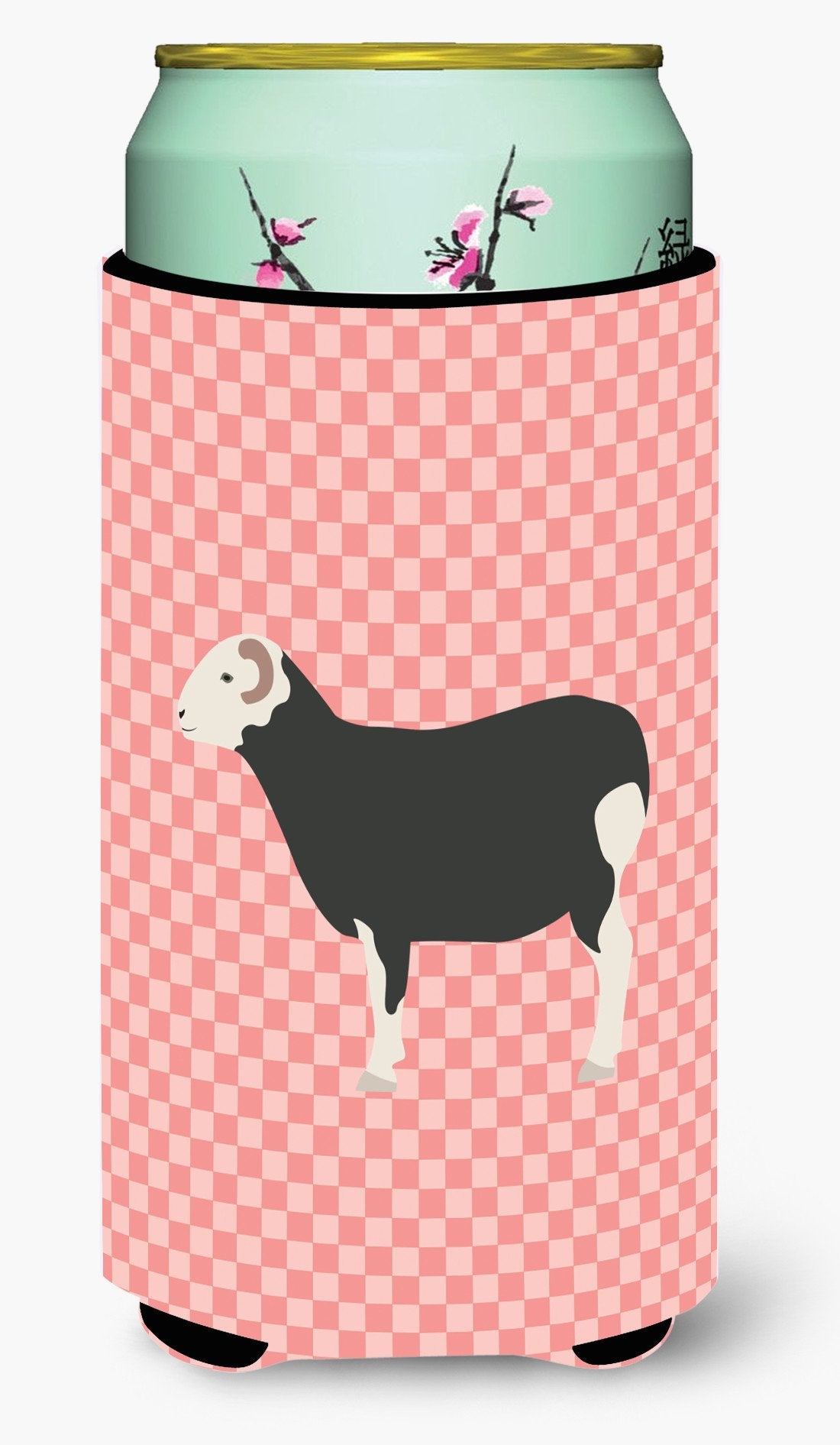 Herwick Sheep Pink Check Tall Boy Beverage Insulator Hugger BB7970TBC by Caroline's Treasures