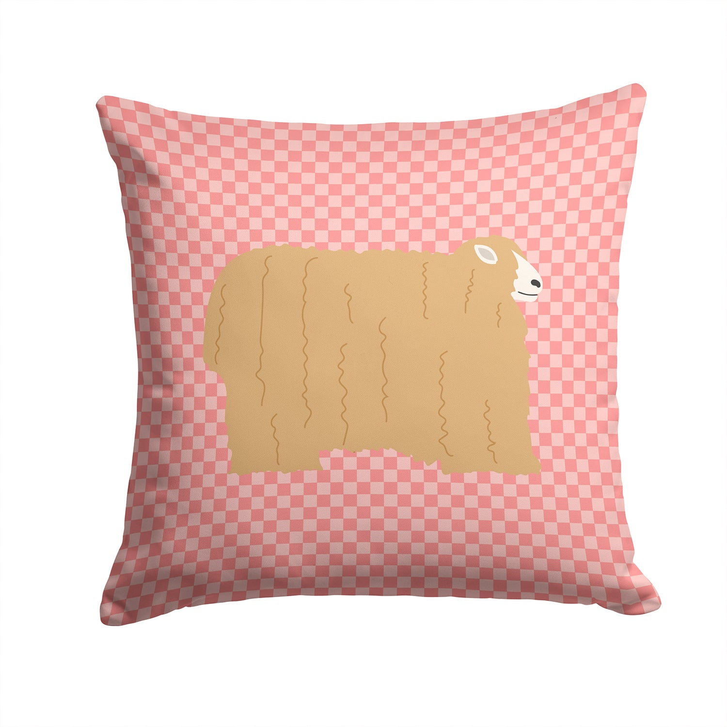 Lincoln Longwool Sheep Pink Check Fabric Decorative Pillow BB7971PW1414 - the-store.com