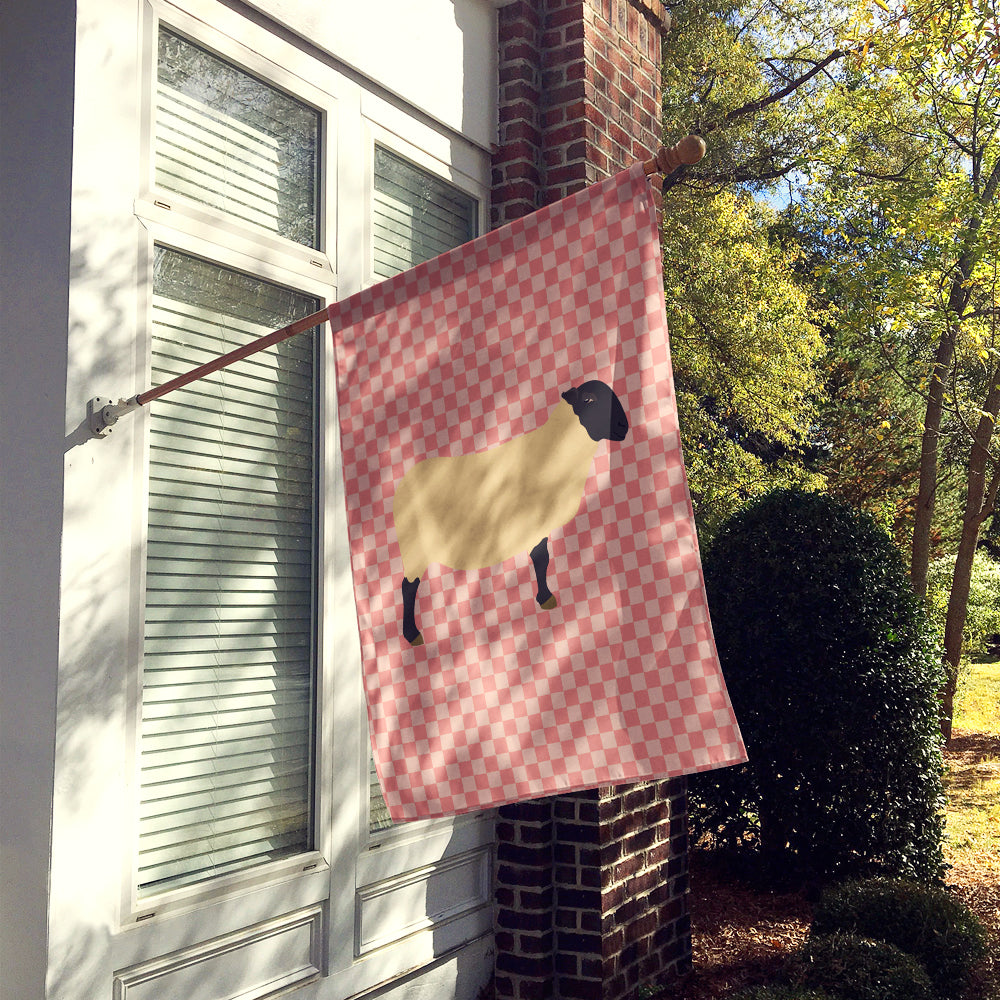 Suffolk Sheep Pink Check Flag Canvas House Size BB7972CHF  the-store.com.