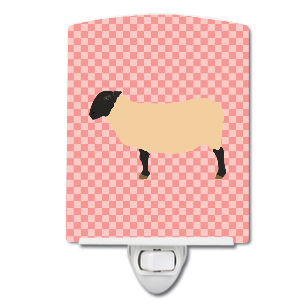 Suffolk Sheep Pink Check Ceramic Night Light BB7972CNL - the-store.com