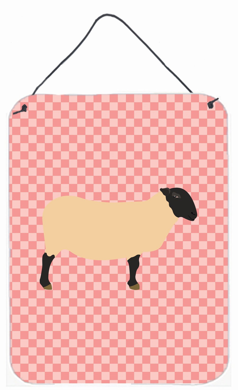 Suffolk Sheep Pink Check Wall or Door Hanging Prints BB7972DS1216 by Caroline&#39;s Treasures